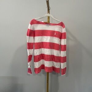 Ralph Lauren Sport Pink & White Striped Tee Size M